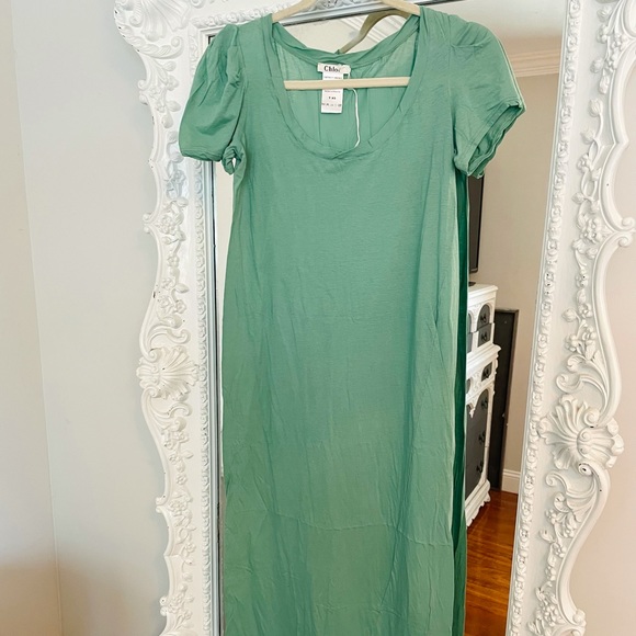 RARE CHLOE Mint Green Long Maxi Short Sleeve Dress - Picture 7 of 13